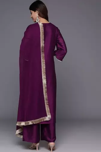 Women Ethnic Motifs Embroidered Kurta with Palazzos & With Dupatta