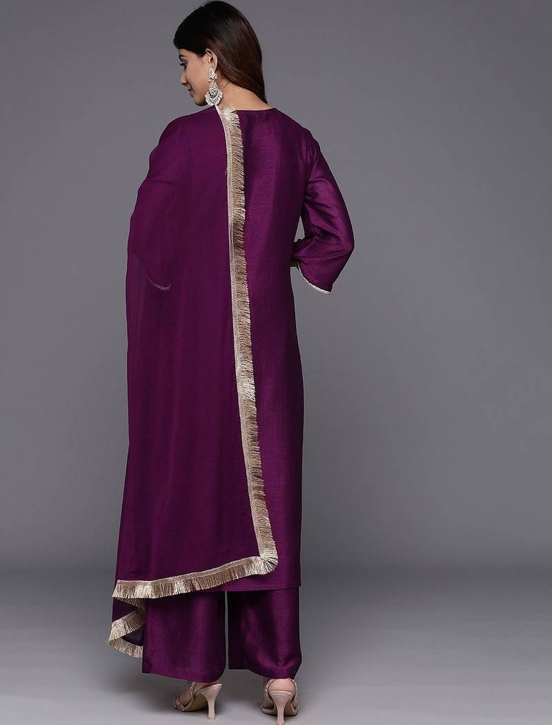 Women Ethnic Motifs Embroidered Kurta with Palazzos & With Dupatta