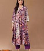 Women Paisley Printed Cotton A-Line Kurta with Trousers