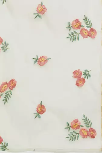 Floral Printed Regular Thread Work Pure Silk Kurta with Trousers & Dupatta