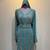 Luxury Turquoise Embroidered Stitched Kaftan Dress with Belt & Hood Stitched Dresses