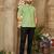 Green color men's woven cotton short kurta