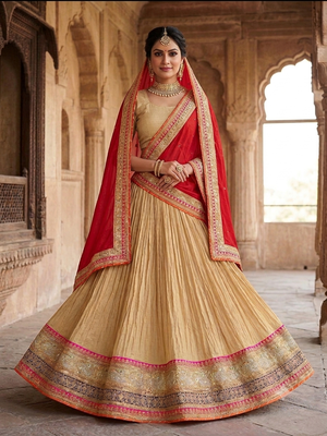 golden  embroidered Lehenga choli 1