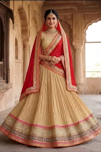 golden  embroidered Lehenga choli