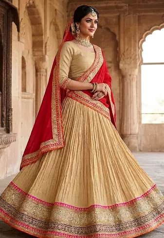 golden  embroidered Lehenga choli