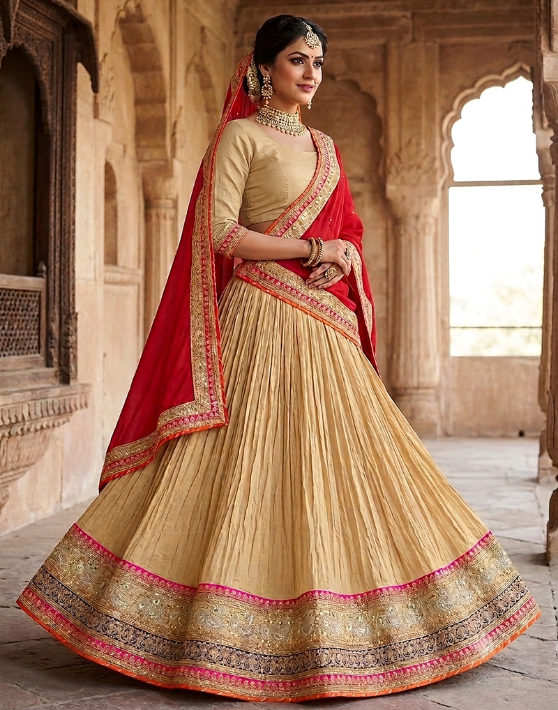golden  embroidered Lehenga choli