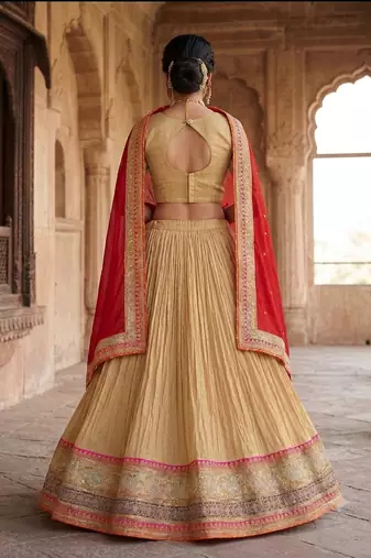 golden  embroidered Lehenga choli
