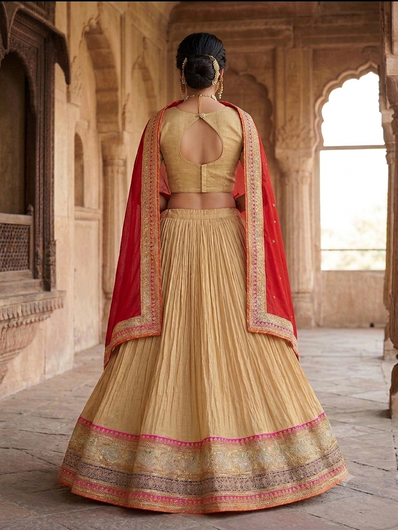 golden  embroidered Lehenga choli