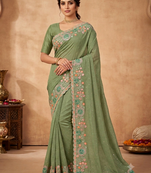 fancy sea green party wear saree 