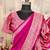 Pink art silk blend banarasi jacquard motif work saree with unstitched blouse piece