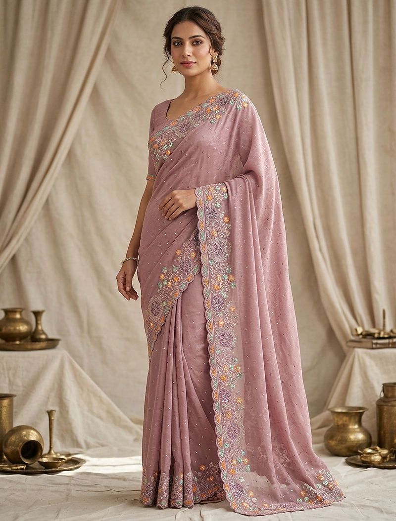 party wear festival crepe saree 