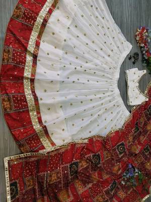White Georgette Navratri Lehenga Choli With Dupatta 3