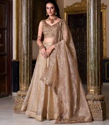Gold Crush Fabric Chaniya Choli with Sequins Embroidery