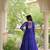Blue faux georgette bandhni print with kutchi patche work ruffle navratri gown