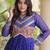 Blue faux georgette bandhni print with kutchi patche work ruffle navratri gown