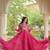 Pink faux georgette bandhni print with kutchi patche work ruffle navratri gown
