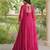 Pink faux georgette bandhni print with kutchi patche work ruffle navratri gown