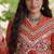 Rust faux georgette bandhni print with kutchi patche work ruffle navratri gown