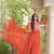 Rust faux georgette bandhni print with kutchi patche work ruffle navratri gown