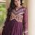Wine faux georgette bandhni print with kutchi patche work ruffle navratri gown