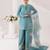 Blue crepe readymade suit with embroidery & sequence work