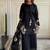 Black crepe readymade suit with embroidery & sequence work