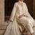 White silk blend readymade suit with embroidery & sequence work