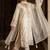 White silk blend readymade suit with embroidery & sequence work