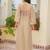 Beige tissue readymade 3 piece suit suit with embroidery & sequence work