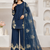 Teal crepe readymade suit with embroidery & sequence work