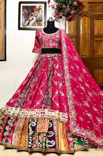 Pink Jodhpuri Navratri Lehenga Choli With Dupatta