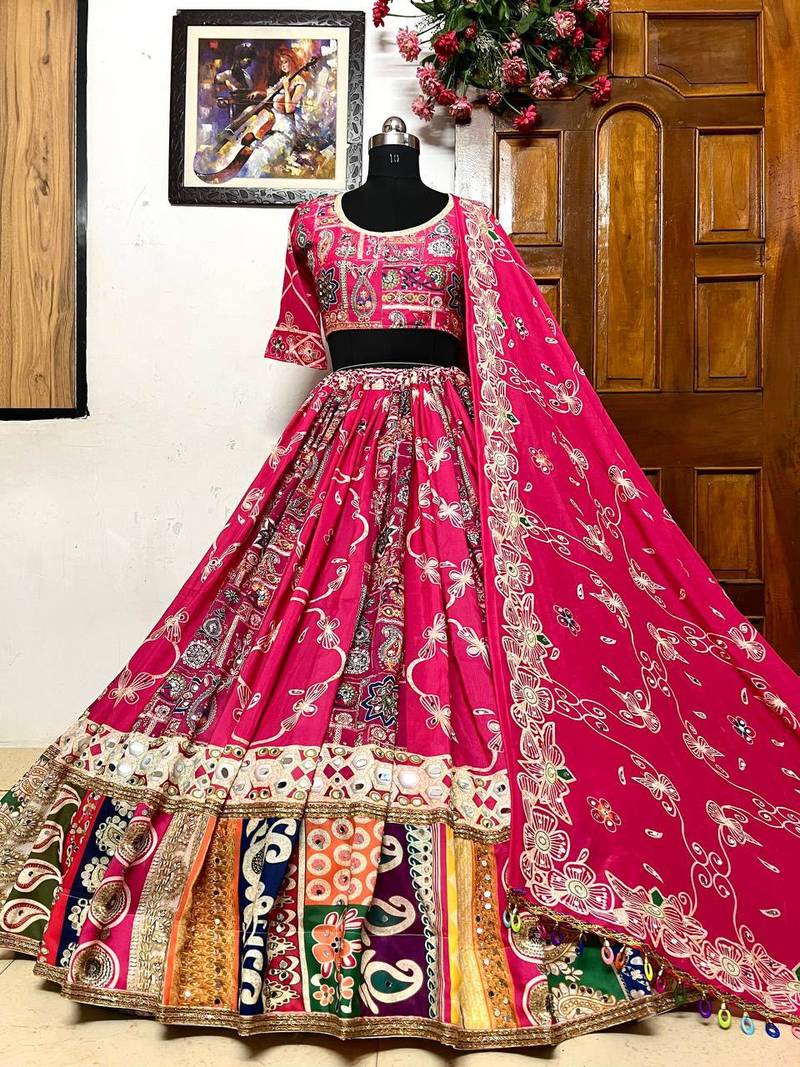 Pink Jodhpuri Navratri Lehenga Choli With Dupatta