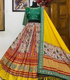 Green Mirror Navratri Lehenga Choli With Dupatta