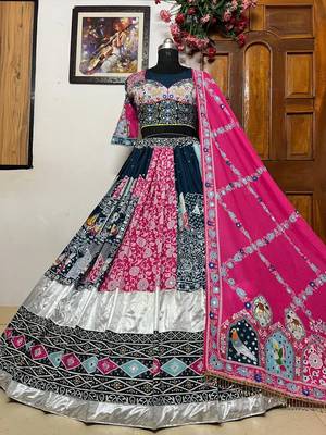White Mirror Navratri Lehenga Choli With Dupatta 1