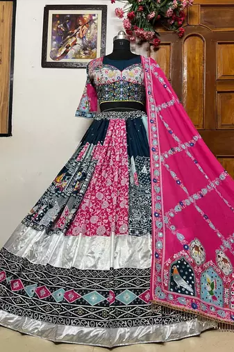 White Mirror Navratri Lehenga Choli With Dupatta