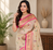 cream color multicolor butti vibrant contrast pink borde tissue silk blend saree