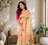 cream color multicolor butti vibrant contrast pink borde tissue silk blend saree