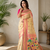 cream color multicolor butti vibrant contrast pink borde tissue silk blend saree