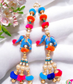 handmade elephant hanging decorative latkan wall hanging colorful beads home decor (pack of 2)