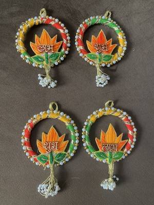 decorative shubh labh lotus wall hanging  handmade toran door hanging (pack of 2) 1