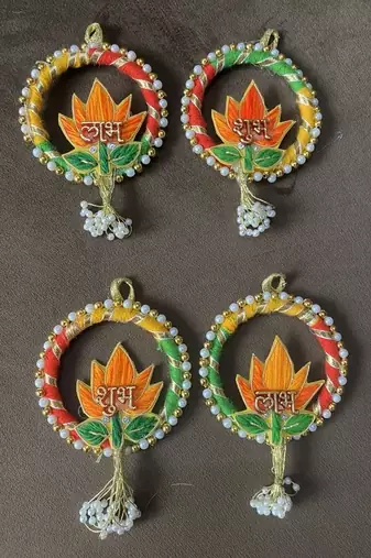 decorative shubh labh lotus wall hanging  handmade toran door hanging (pack of 2)