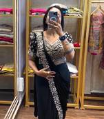Black embroidered saree