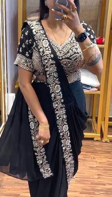 Black embroidered saree 2