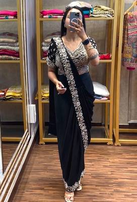Black embroidered saree 3