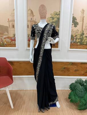 Black embroidered saree 4