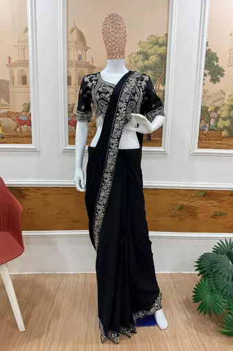 Black embroidered saree
