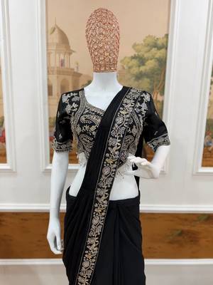 Black embroidered saree 5