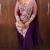 Royal purple embroidered pre-draped saree with designer blouse