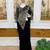 Black embroidered pre-draped saree with designer blouse