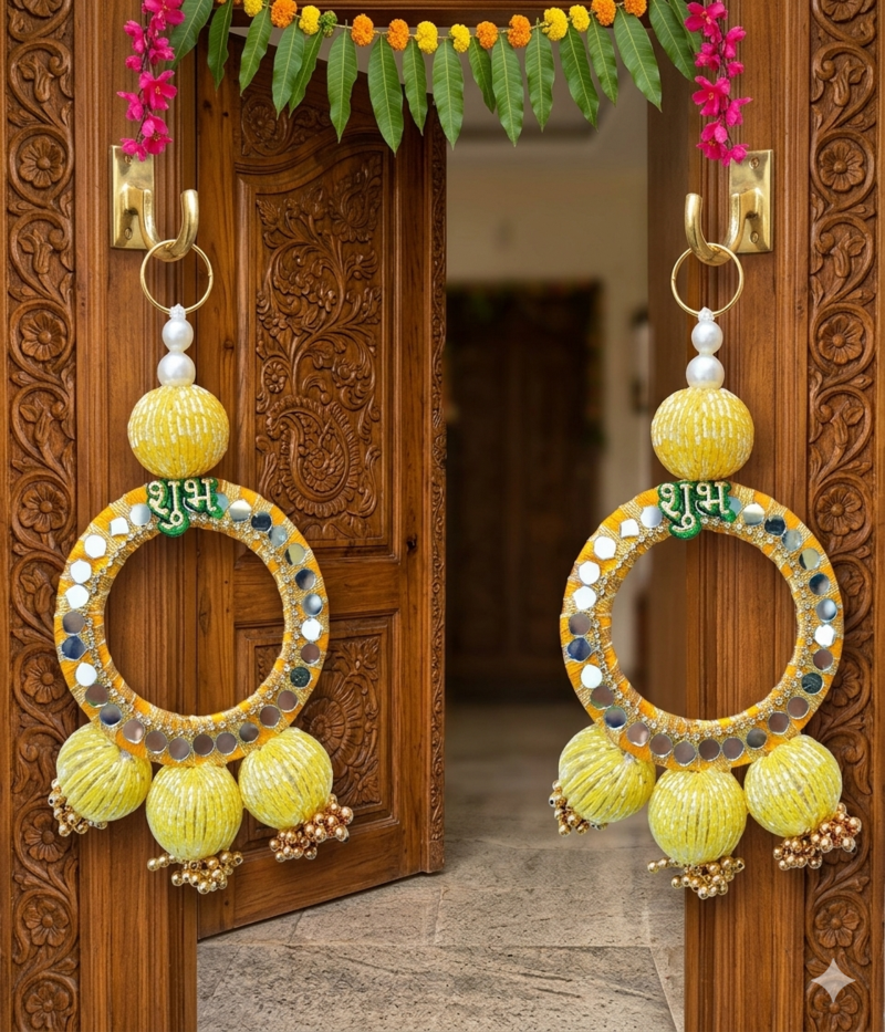 decorative shubh labh wall hanging  gifting handmade toran door hanging  decor (pack of 2)
